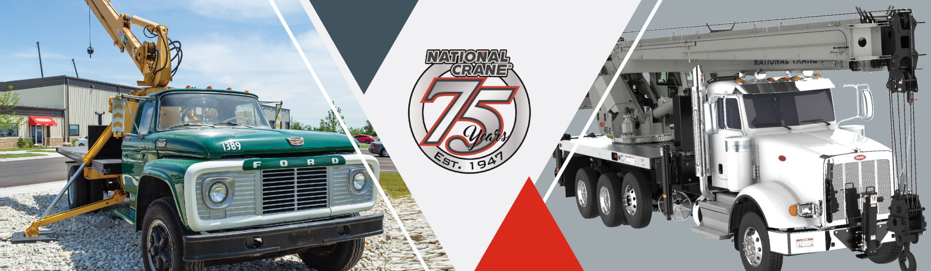A fully functional 1963 National Crane Series 5T-46 (left), and a current NBT45-2 model (right). (Photo on left by Runnion Equipment Company) Celebrating-success-National-Crane-marks-its-75th-anniversary4.jpg