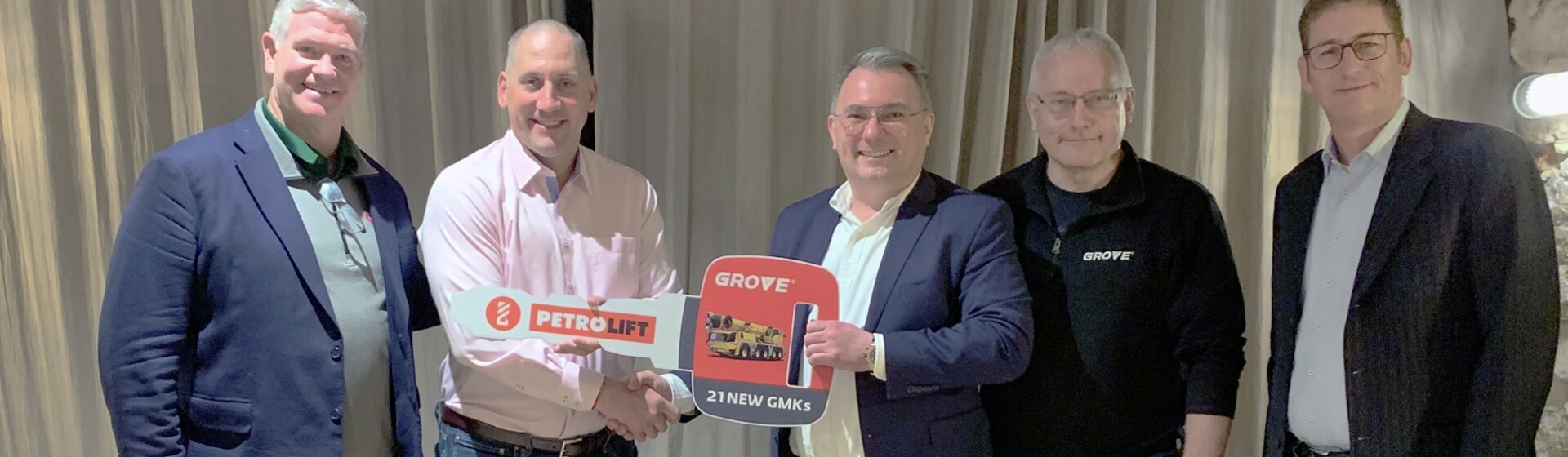 Brian Regan, Manitowoc; Aaron Ravenscroft, Manitowoc; Robert Baran, Robert Baran Crane Group Petrolift; Thomas Steuer, Manitowoc; David Semple, Manitowoc Polish-crane-rental-company-Petrolift-expands-fleet-with-21-new-Grove-cranes-1.jpg