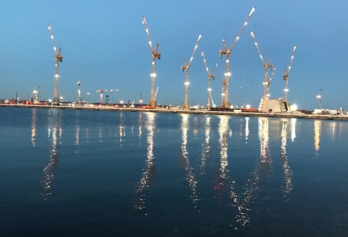 Potain cranes at work at the Fecamp offshore wind farm in Normandy. Credit: Alexis Personnic Potain-wins-big-at-2021-Tower-Crane-Awards-in-Paris-4.jpg