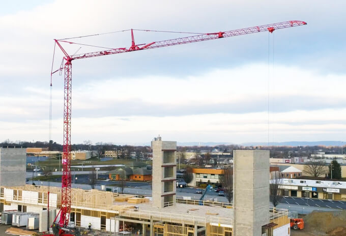 Two years of successful projects with the Potain Igo T 85 A have moved Cedar Run to virtually eliminate its use of telehandlers. Cedar-Run-Construction-replaces-fleet-of-telehandlers-with-one-Potain-self-erecting-crane-1.jpg